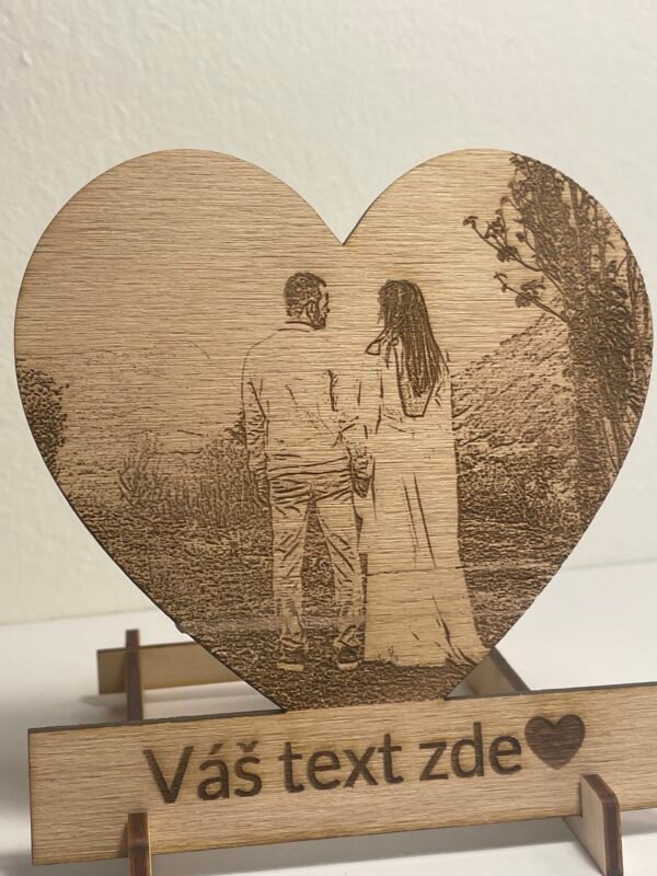 Fotka do dřeva ve tvaru srdce